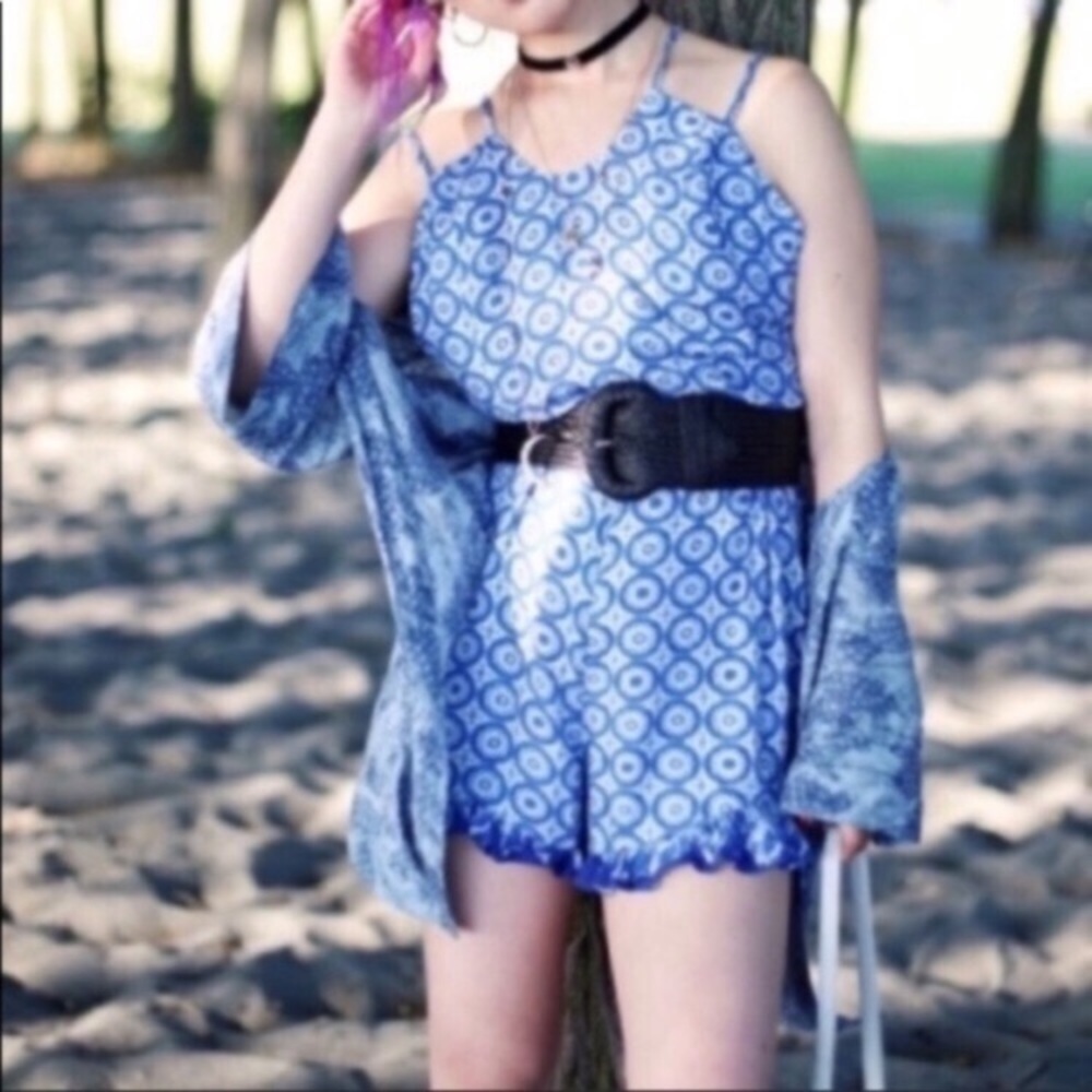 Made by MINKPINK Blue Medallion Romper